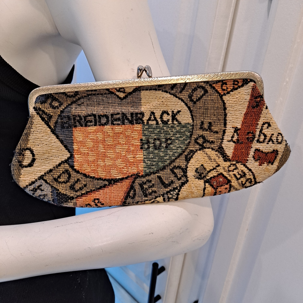 Vintage 1980's Tapestry Geometric Multicolor Clutch Pouch